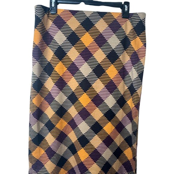 NWT Grace Elements Medium Multicolor Gold Plum Black Camel Geometric Tight Skirt - Picture 3 of 13